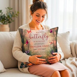 Little Butterfly Watercolor Baby Shower Throw Pillow