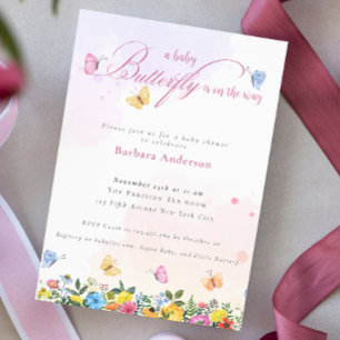 Little Butterfly whimsical Baby Girl Shower Invitation
