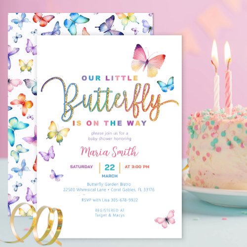 Little Butterfly Whimsical Baby Shower Invitation