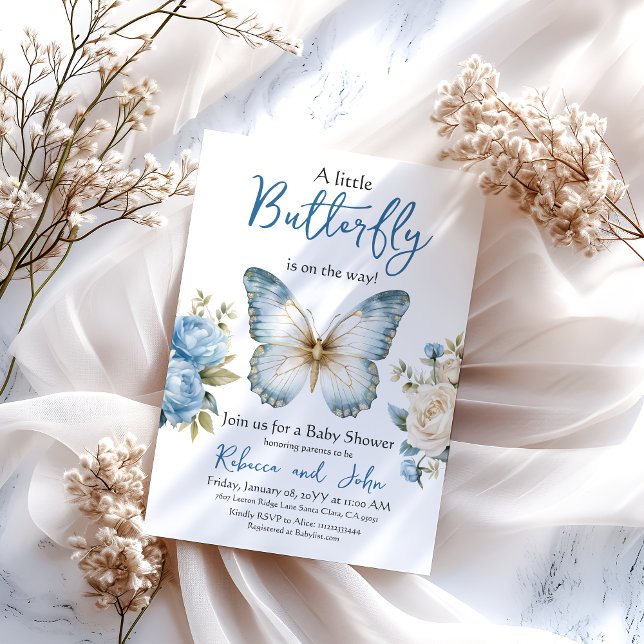 Little Butterfly Wildflower Floral Baby Shower Invitation (Creator Uploaded)
