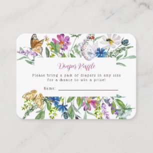 Little Butterfly Wildflower Spring Diaper Raffle Enclosure Card
