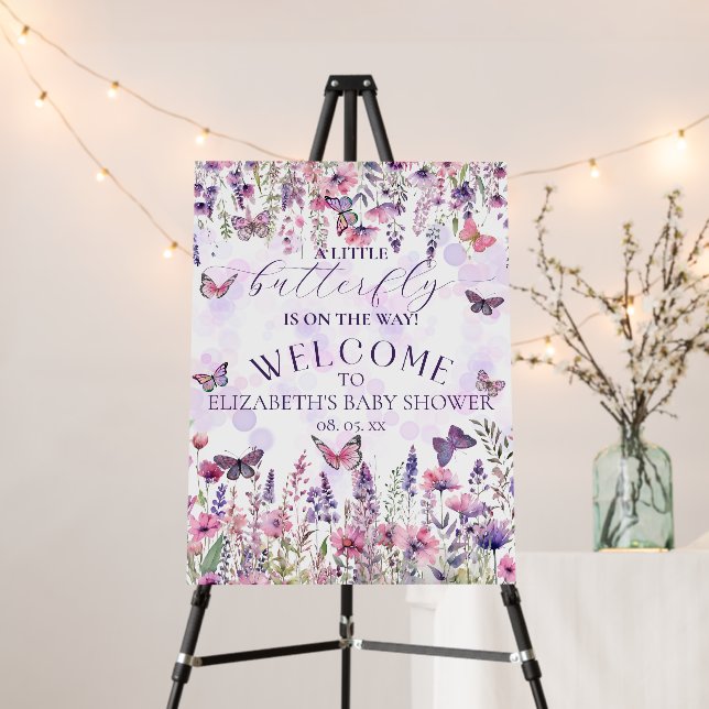 Little Butterfly Wildflowers Baby Shower Welcome Foam Board (In Situ (Stand))
