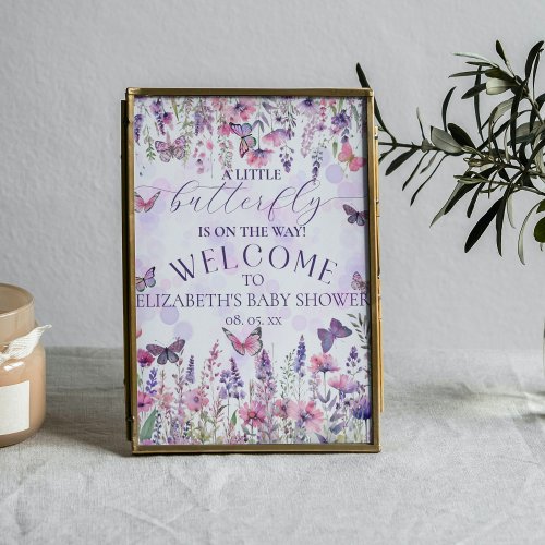 Little Butterfly Wildflowers Baby Shower Welcome Poster