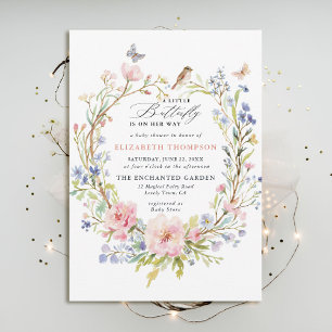 Little Butterfly Wildflowers Woodland Baby Shower Invitation