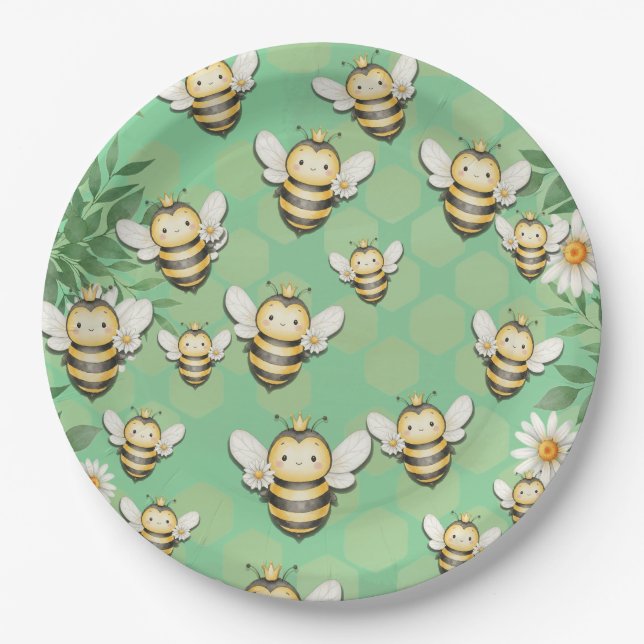 Little buzz Bee paper party plates (Front)