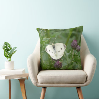 Little Cabbage White Butterfly Throw Pillow