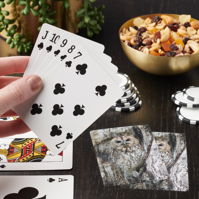 Little Camouflage Owl in Tree Poker Cards (In Situ)