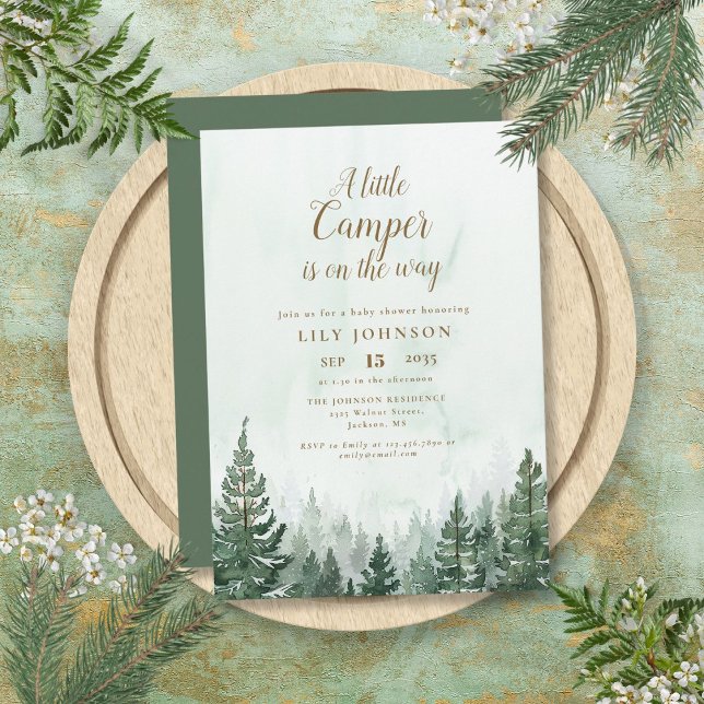 Little Camper Adventure Pine Forest Baby Shower Invitation (Little Camper Adventure Pine Forest Baby Shower Invitation)