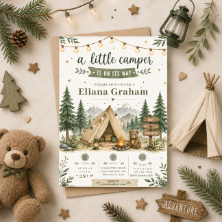 Little Camper Baby Shower Woodland Boy outdoor Invitation