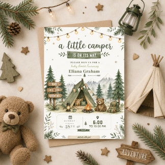 Little Camper Baby Shower Woodland Boy outdoor Invitation