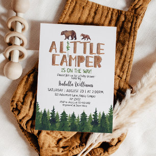 Little Camper Bear Woodland Boy Baby Shower Invitation