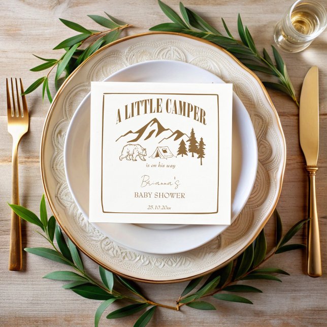 Little camper boho baby shower personalized napkins (Little camper boho baby shower personalized napkins template mountain adventure monogrammed napkins)