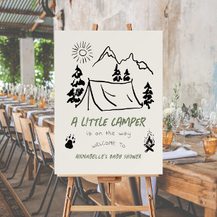 Little Camper Hand-drawn Tent Baby Shower Welcome Foam Board