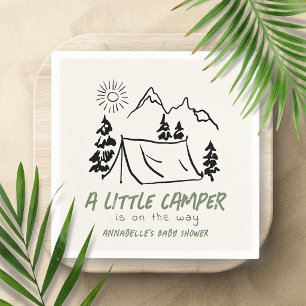 Little Camper Hand-drawn Tent Boy Baby Shower Napkins