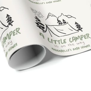 Little Camper Hand-drawn Tent Boy Baby Shower Wrapping Paper