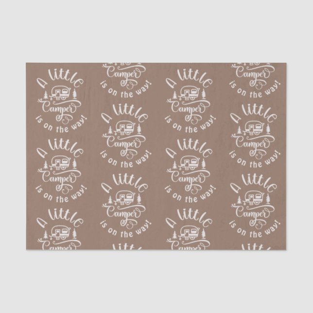 Little camper is on the way baby shower tissue paper (Front)
