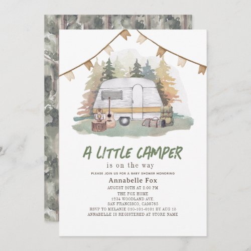 Little Camper Mountain Forest Boy Baby Shower Invitation