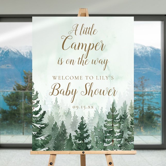 Little Camper Pine Forest Baby Shower Welcome Sign (Creator Uploaded)