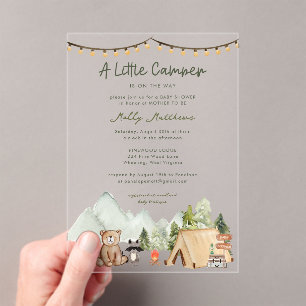 Little Camper Woodland Rustic Baby Shower Acrylic Invitations
