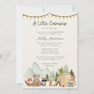 Little Camper Woodland Rustic Baby Shower  Invitation