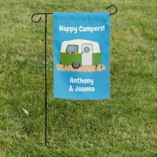 Little Camping Trailer Happy Campers Personalized Garden Flag