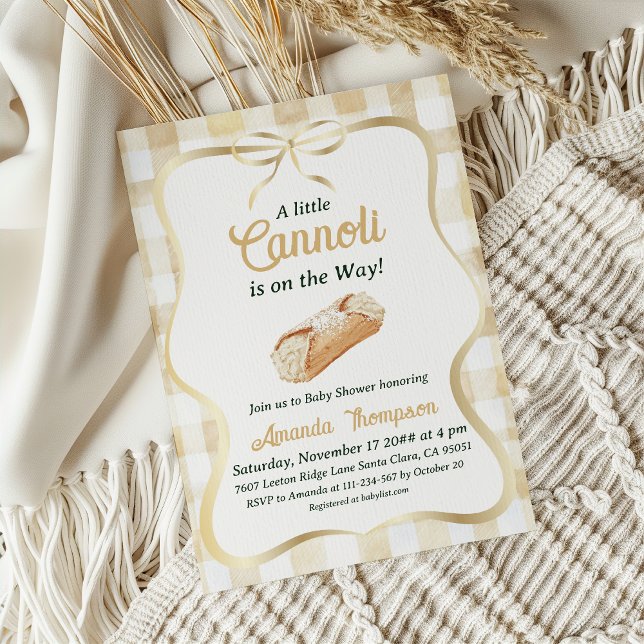 Little Cannoli Neutral Beige Italian Baby Shower Invitation (Creator Uploaded)