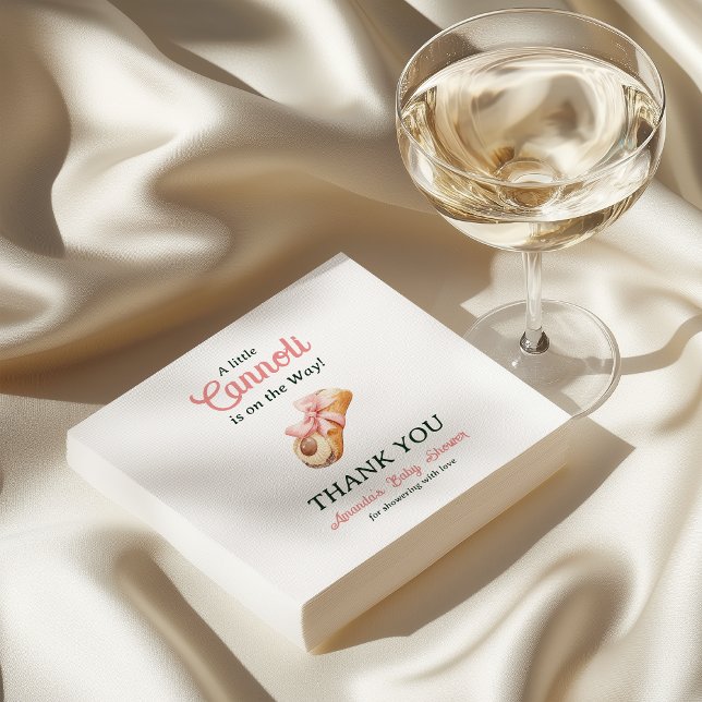 Little Cannoli Pink Bow Girl Italian Baby Shower Napkins (Creator Uploaded)