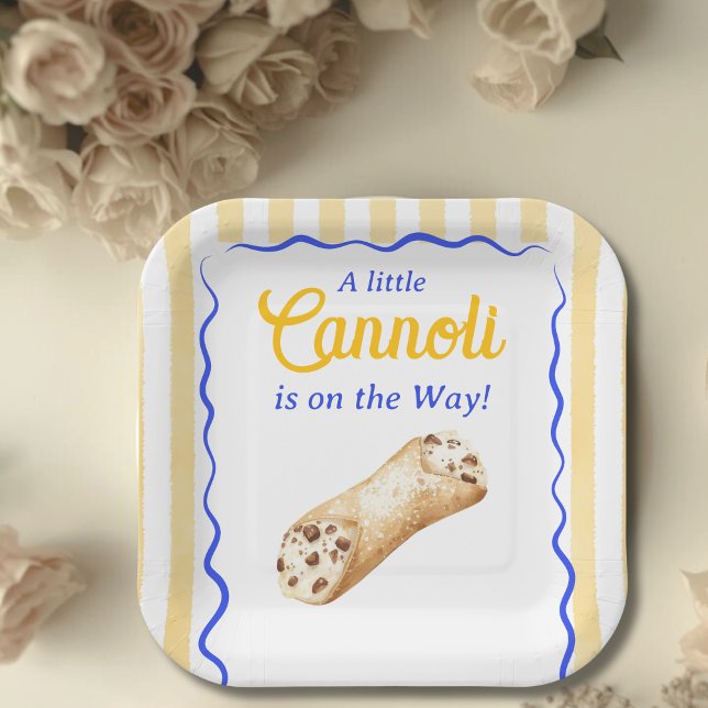 Little Cannoli Yellow Blue Italian Baby Shower Paper Plates (Creator Uploaded)