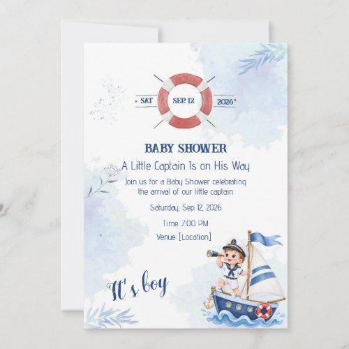Little Captain Baby Shower Invitation | Nautical I