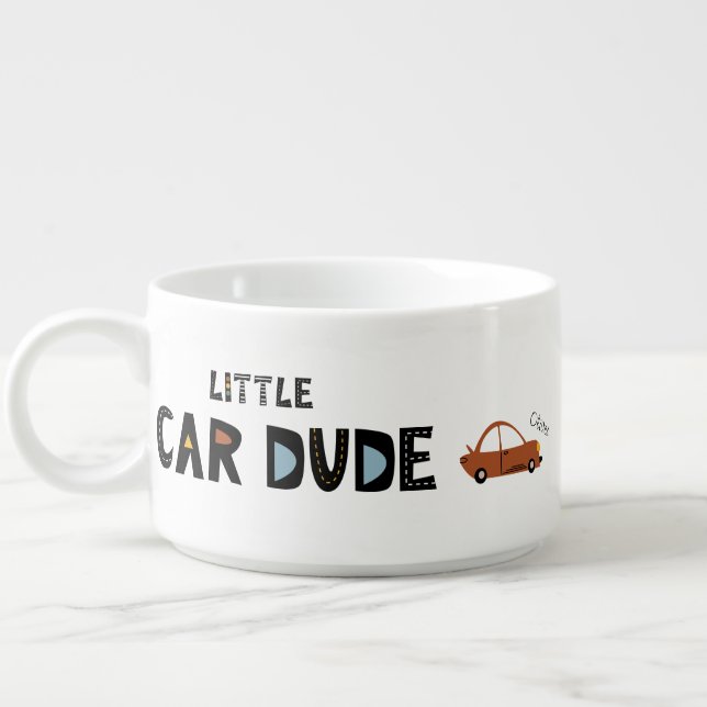 Little Car Dude First Name Boy Dinner Bowl (Right)