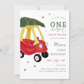 Little Car Holiday Onederful 1st Birthday Party Invitation (Front)