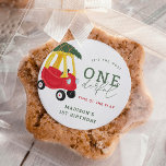 Little Car Holiday Onederful Birthday Favors Classic Round Sticker<br><div class="desc">Little Car Holiday Onederful Birthday Favors Stickers</div>