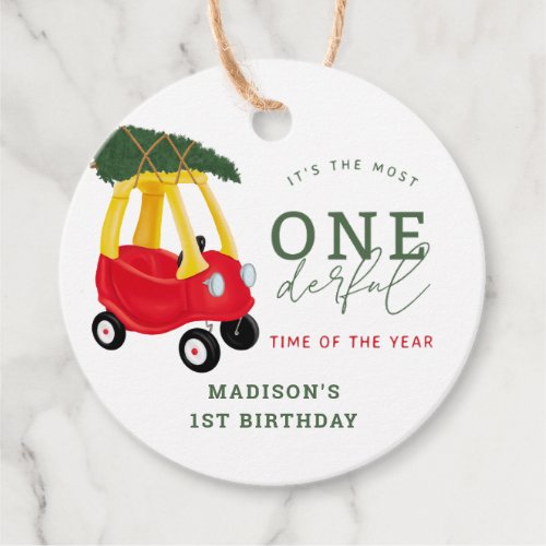 Little Car Holiday Onederful Birthday Favors  Favor Tags