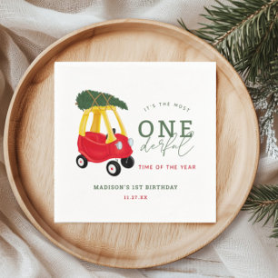 Little Car Holiday Onederful Birthday Party Napkins