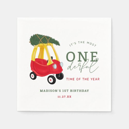 Little Car Holiday Onederful Birthday Party Napkins