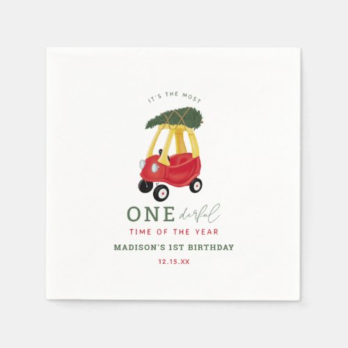 Little Car Holiday Onederful Birthday Party Napkins