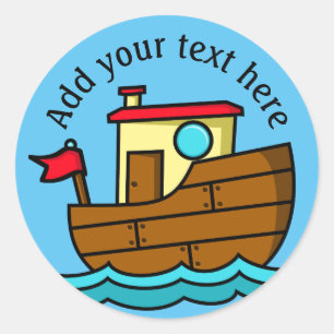 Little Cartoon Boat Personalized Classic Round Sticker