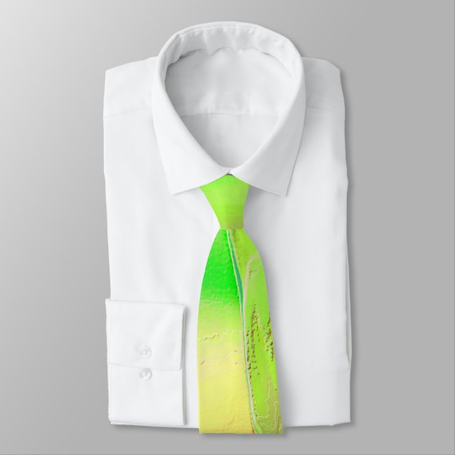 Little carved in aged lime green? neck tie (Tied)