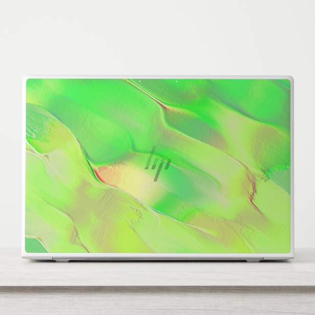 Little carved in aged vivid green HP laptop skin (Front)