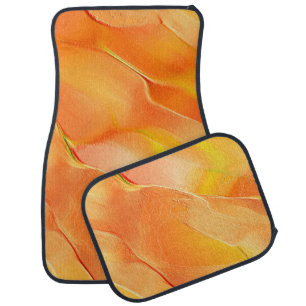 Little carved in yellow and many orange car floor mat