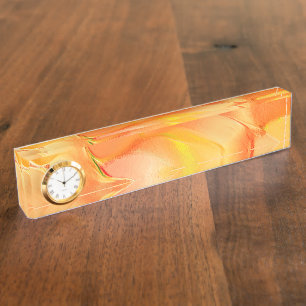 Little carved in yellow and many orange desk name plate