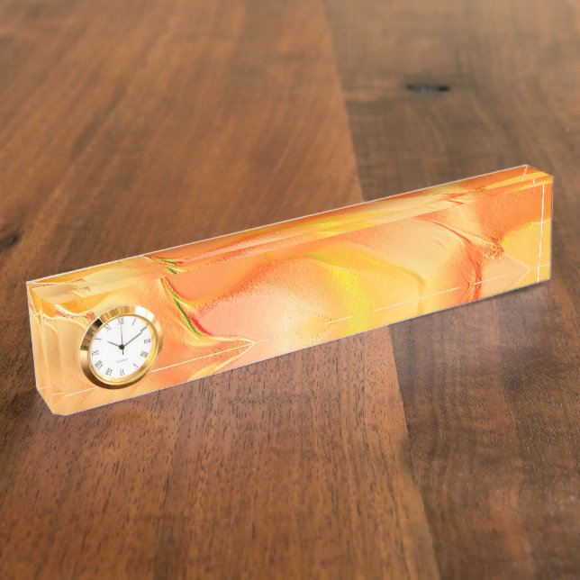 Little carved in yellow and many orange desk name plate (Side)