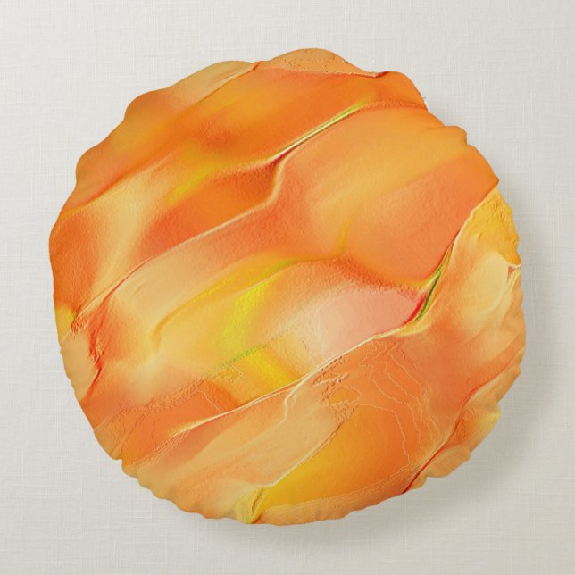 Little carved in yellow and many orange round pillow (Back)