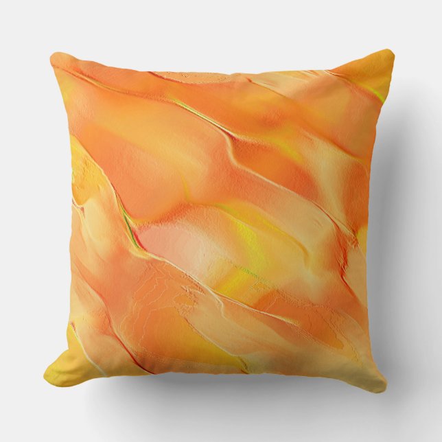 Little carved in yellow and orange throw pillow (Front)