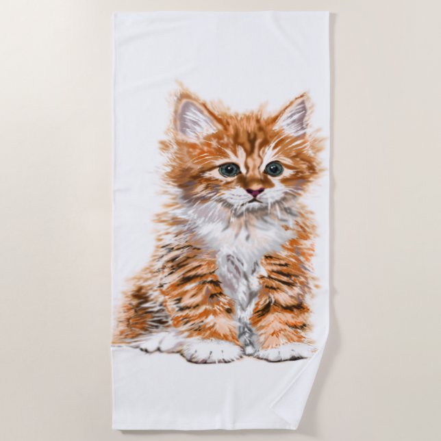 Little Cat Beach Towel Kitten Custom Colors (Front)