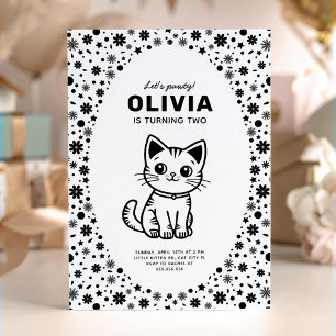 Little cat birthday party invitation