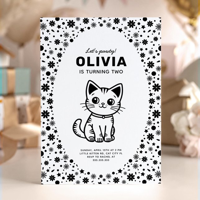 Little cat birthday party invitation (Creator Uploaded)