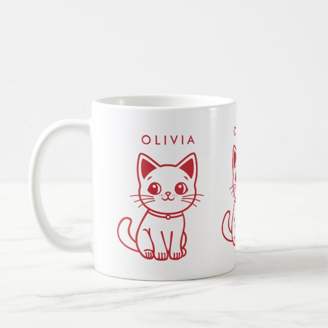 Little Cat (CHANGE ALL COLORS) and name Coffee Mug (Left)