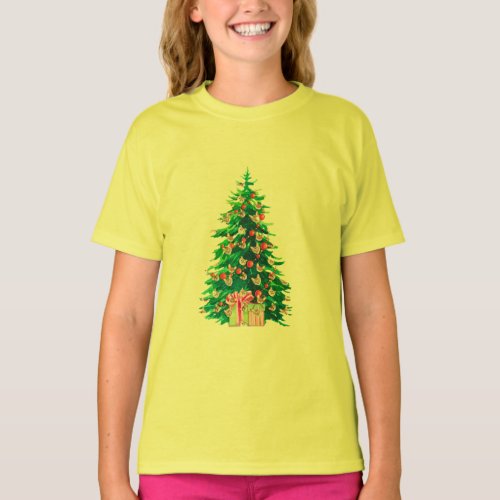 Little Cat Faces Tree  Funny Meowy Christmas Tree T_Shirt