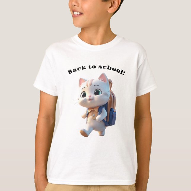 Little cat going to school T-Shirt (Front)